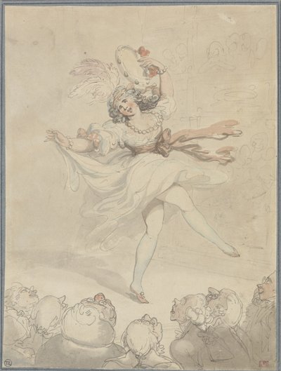 タンバリンを持つ女性ダンサー 作： Thomas Rowlandson