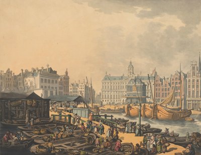 フェイゲ・ダムとアムステルダムの魚市場の一部（1797年 作： Thomas Rowlandson