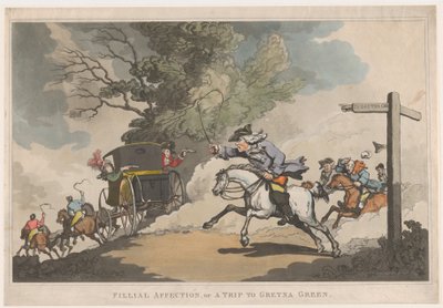 親切な愛情、またはグレトナグリーンへの旅行、1785年12月15日、1785年12月15日。 作： Thomas Rowlandson