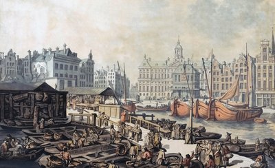 魚市場、ダム広場、アムステルダム、オランダ 作： Thomas Rowlandson