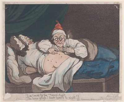 テーパーの光で 5 回 砂時計を夜に変えた!!, 1793., 1793. 作： Thomas Rowlandson
