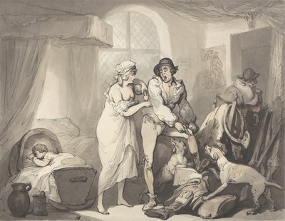 国の4つの時計、c.1788-90（グラファイト、ペン、インク、紙に水彩） 作： Thomas Rowlandson