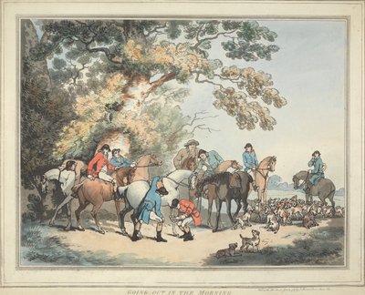 「狐狩り」［6枚組］：1. 朝の出発 作： Thomas Rowlandson