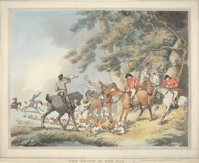 「キツネ狩り」［全6点］：   3. キツネの死 作： Thomas Rowlandson