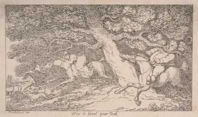 フォックスハンティング：首を捻る方法［『スポーツマンへの助言』より］ 作： Thomas Rowlandson