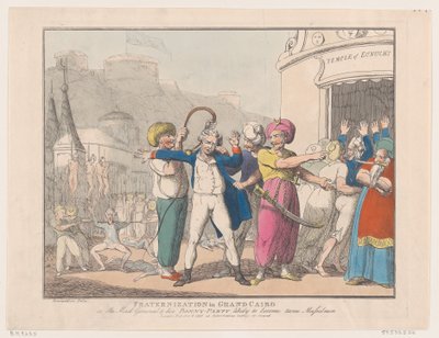 1798 年 10 月 9 日、グランド カイロでの親交、または狂った将軍と彼の陽気なパーティー 作： Thomas Rowlandson