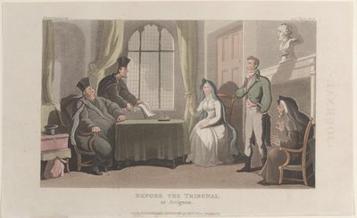 口絵: アヴィニョンの法廷の前で、『Journal of Sentimental Travels in the ...』、1821年より。 作： Thomas Rowlandson