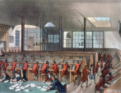 郵便局、ロンバードストリート、ロンドン、1808 作： Thomas Rowlandson