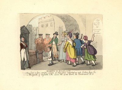 田舎のいとこが初めてロンドに行くのをエスコートするジェントルマン 作： Thomas Rowlandson
