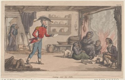 ジョニー・ニューカムの軍事冒険、1815.、1815年から、彼のビレットに入る. 作： Thomas Rowlandson
