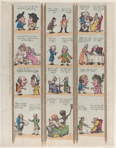 客室とホールのグロテスクな境界線、プレート 15、1799 年、1799 年。 作： Thomas Rowlandson