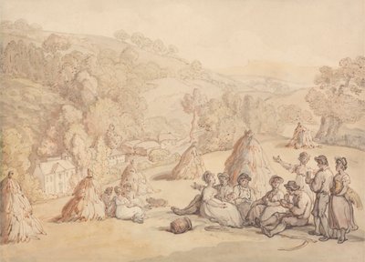トウモロコシ畑で休む収穫機 作： Thomas Rowlandson