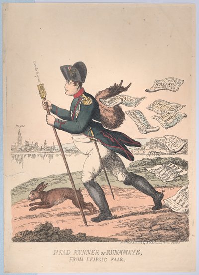 1814 年 3 月 2 日、ライプツィック フェアのヘッド ランナーまたはランナウェイズ。 作： Thomas Rowlandson
