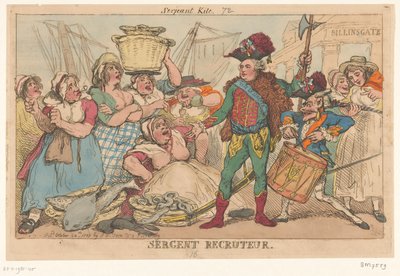 1789年、魚の女たちの中のオルレアン公 Sergent Recruiter (オブジェクトのタイトル) 作： Thomas Rowlandson