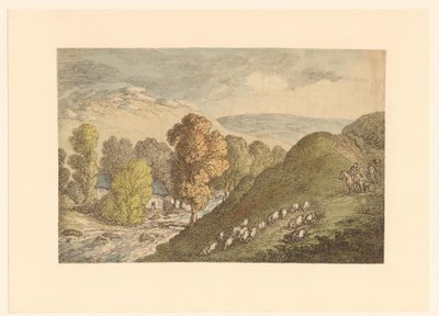 羊がいる丘陵地帯 作： Thomas Rowlandson