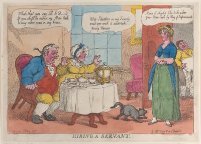 使用人を雇う、1811年、1811年。 作： Thomas Rowlandson