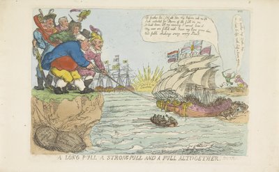 共同の努力によりオランダ艦隊が救出された、1813年 作： Thomas Rowlandson