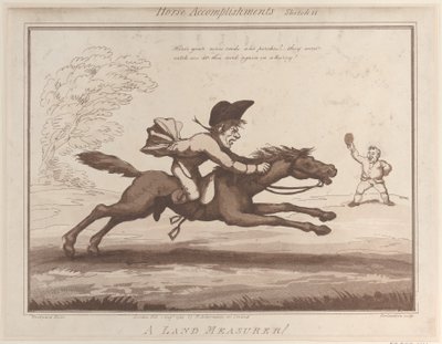 馬の成果、スケッチ 11: A Land Measurer !!、1799 年 8 月 1 日、1799 年 8 月 1 日。 作： Thomas Rowlandson