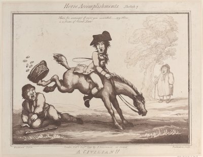馬の功績、スケッチ 7: A Civilian !!、1799 年 8 月 1 日、1799 年 8 月 1 日。 作： Thomas Rowlandson