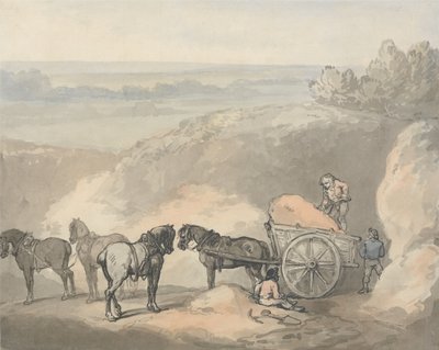 砂場にいる馬と荷車 作： Thomas Rowlandson