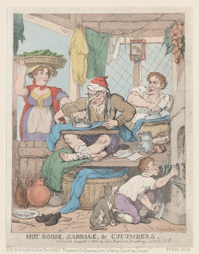 ホットグース、キャベツ、キュウリ、1823.、1823. 作： Thomas Rowlandson