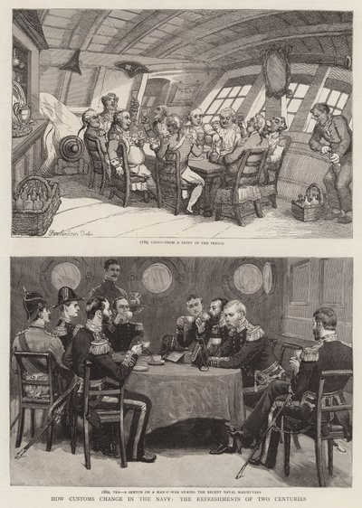 海軍における税関の変化、2世紀の軽食 作： Thomas Rowlandson