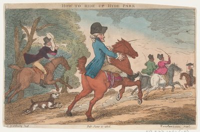 ハイドパークに乗る方法、1808 年 6 月 11 日、1808 年 6 月 11 日。 作： Thomas Rowlandson