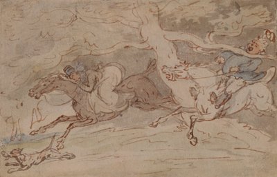 「首をひねる方法」（ペン、赤インク、紙に水彩） 作： Thomas Rowlandson