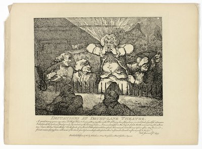 ボズウェルのヘブリディーズ諸島旅行より、模倣品とドゥルリーレーン劇場 作： Thomas Rowlandson