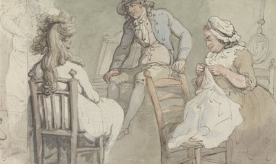 ジャック・バニスターが写る楽屋の内観 作： Thomas Rowlandson