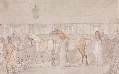 厩舎の内部 作： Thomas Rowlandson