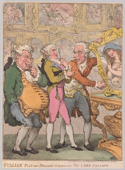 イタリアの画像ディーラーは私の主を控えめにAnglaise、パブ。 1812（手塗りの彫刻） 作： Thomas Rowlandson