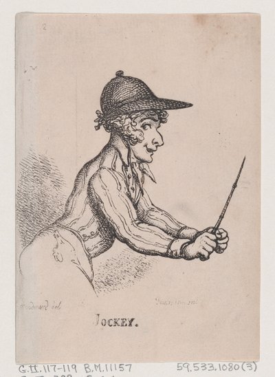 ジョッキー、1808 年 4 月、1808 年 4 月。 作： Thomas Rowlandson