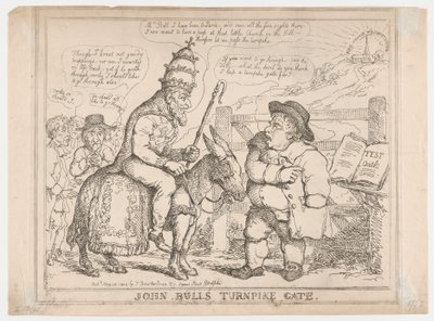 ジョン・ブルのターンパイクのゲート 作： Thomas Rowlandson