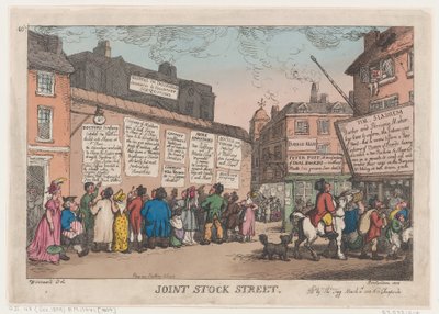 ジョイント ストック ストリート、1808 年 3 月 10 日、1808 年 3 月 10 日。 作： Thomas Rowlandson