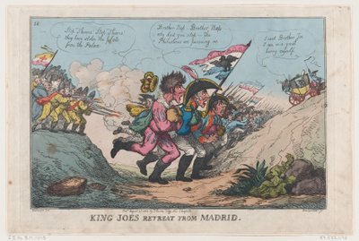 1808 年 8 月 21 日、マドリッドからのキング ジョーの隠れ家、1808 年 8 月 21 日。 作： Thomas Rowlandson