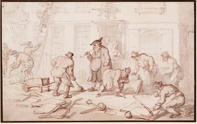 舗装を敷設する労働者 作： Thomas Rowlandson
