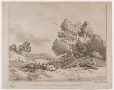 木の束を縛る人物のいる風景、1789 年 5 月 21 日、1789 年 5 月 21 日。 作： Thomas Rowlandson