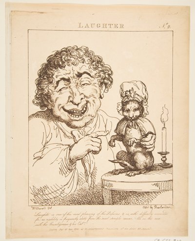 1800年1月21日、笑いのル・ブルンの悲劇、または情熱の似顔絵。 作： Thomas Rowlandson