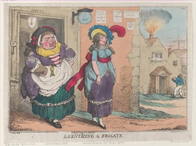 フリゲート艦の進水、[1809年2月1日]、復刻版、[1809年2月1日]、復刻版。 作： Thomas Rowlandson