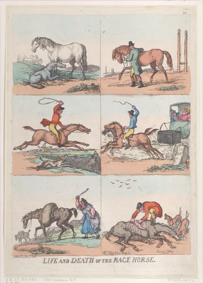 競走馬の生と死、[1811年9月25日]、復刻版、[1811年9月25日]、復刻版 作： Thomas Rowlandson