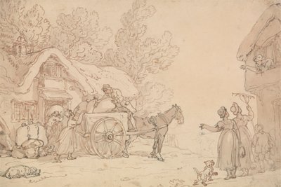 袋をカートに入れる 作： Thomas Rowlandson
