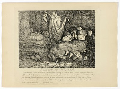 エム・クイーンズでの宿泊（ボズウェルの『ヘブリディーズ紀行』より 作： Thomas Rowlandson