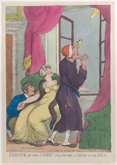 首が痛くなるほど彗星を見る、1811年9月20日、1811年9月20日。 作： Thomas Rowlandson