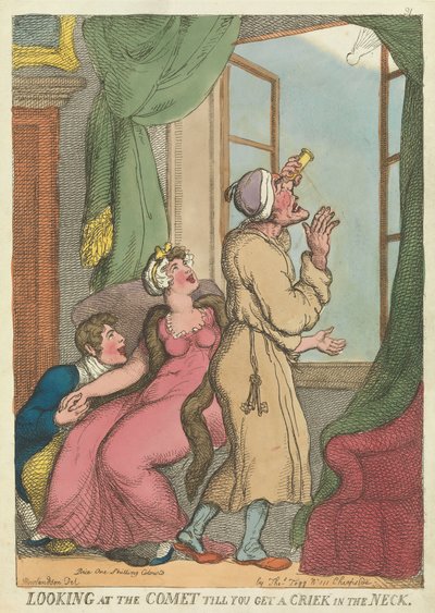 彗星を首筋にクリッとくるまで眺める」。 作： Thomas Rowlandson