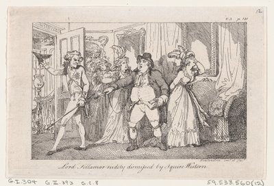 ロード・テラマーは、1792年、「トム・ジョーンズ、ファウンドリーの歴史」より、スクワイア・ウエスタンによって無礼に解雇された. 作： Thomas Rowlandson