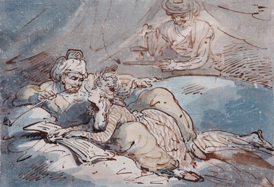 東方の愛、1787年頃（ペンとカラーウォッシュ） 作： Thomas Rowlandson
