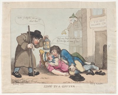Love in the Gutter、1800 年 7 月 8 日、1800 年 7 月 8 日。 作： Thomas Rowlandson