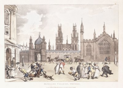 マグダレンカレッジ、オックスフォード、1809-1811 作： Thomas Rowlandson