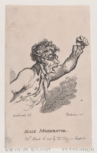 男性司会者、1808 年 3 月 30 日、1808 年 3 月 30 日。 作： Thomas Rowlandson